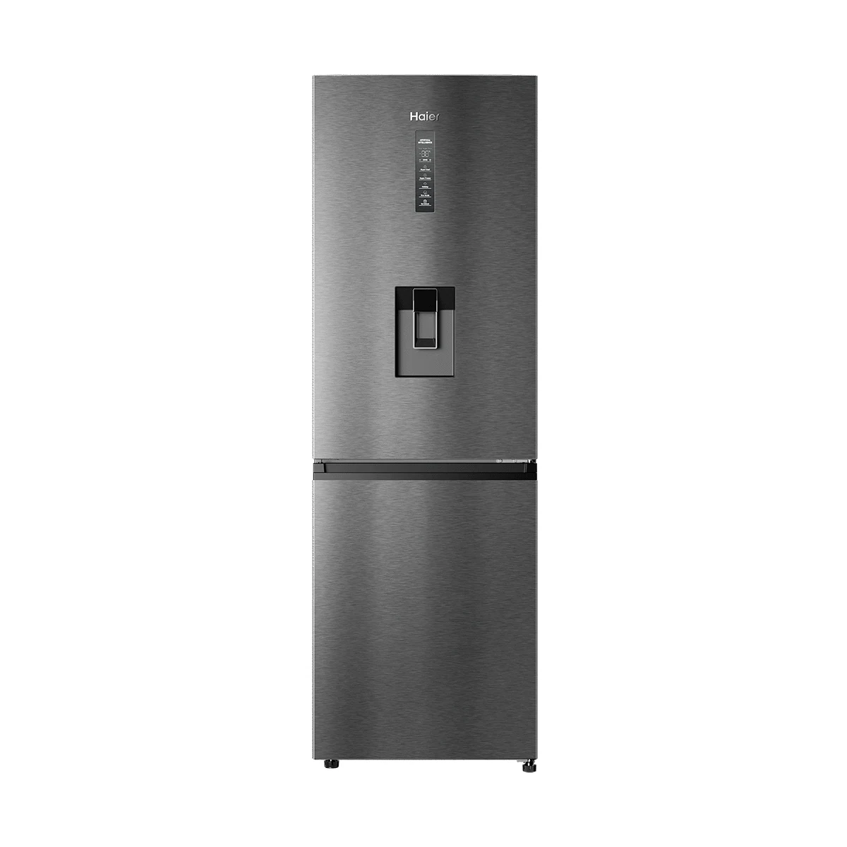 Haier 326l Bottom-Freezer Refrigerator With Water Dispenser - Black Sand Silver