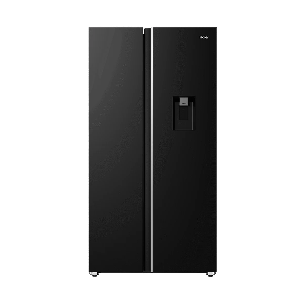 Haier 585l Side-By-Side Refrigerator With Water Dispenser - Black Crystal Glass