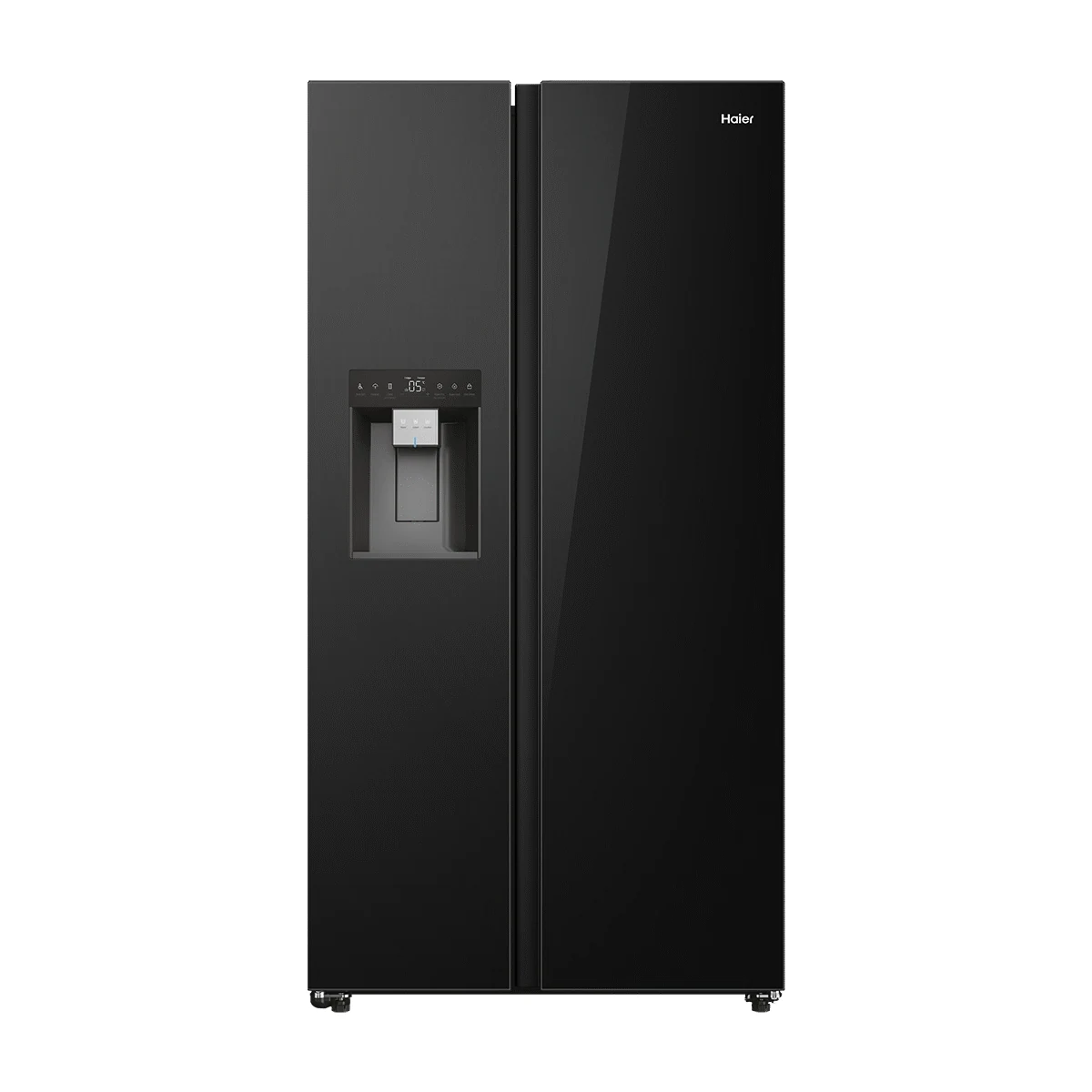 Haier 573l Side-By-Side Refrigerator With Ice And Water Dispenser - Black Crystal Glass
