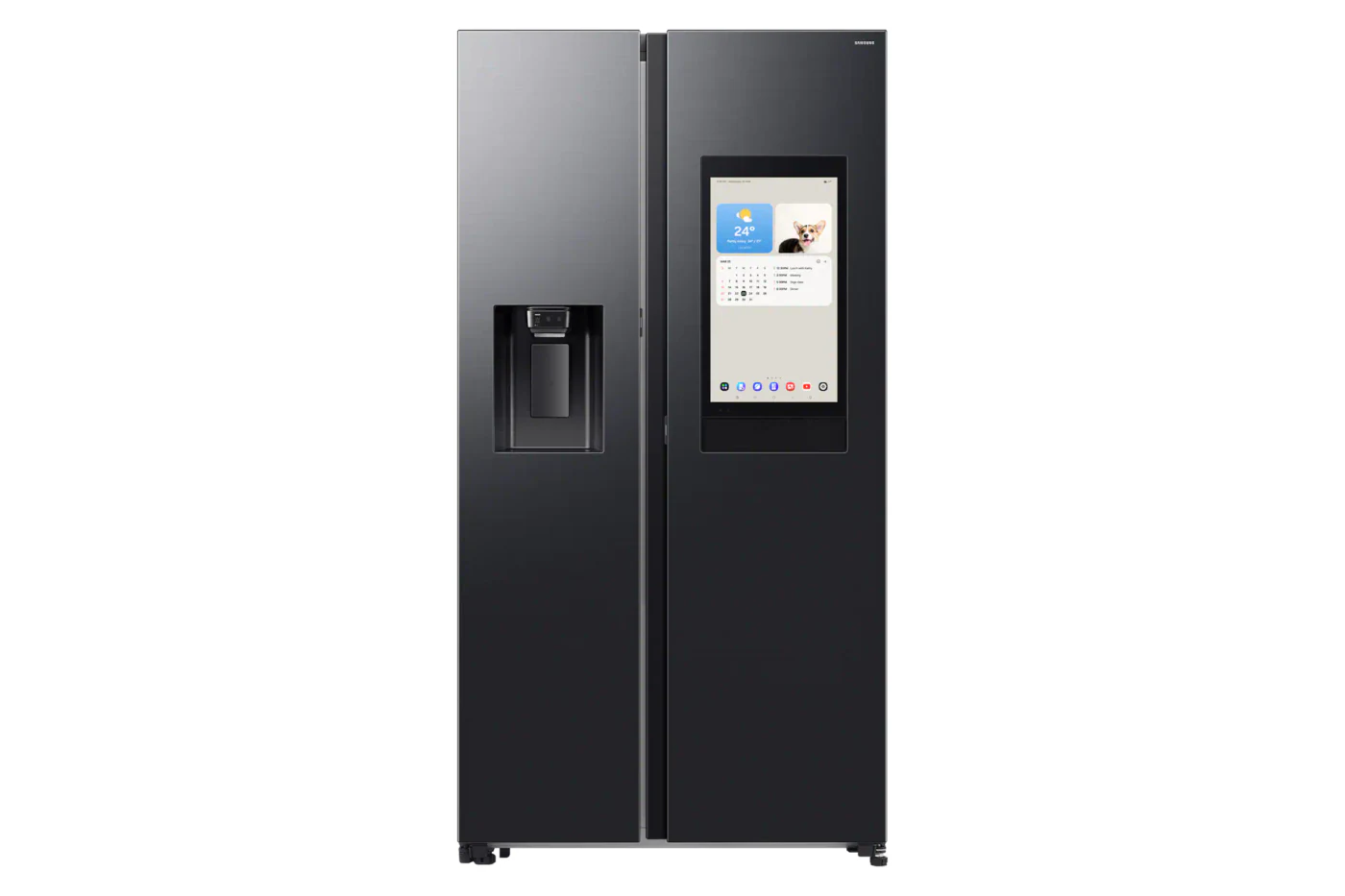 Samsung Bespoke Ai Side By Side, 21.5” Family Hub Screen, Plumbed, Black , 594l view 1
