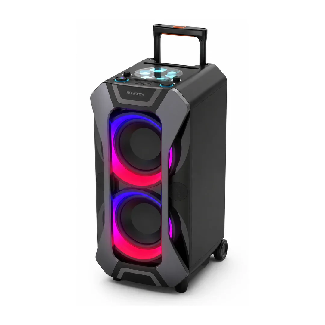 Skyworth 480w Bluetooth 5.4 Party Speaker With Telescopic Handle And Wheels view 1