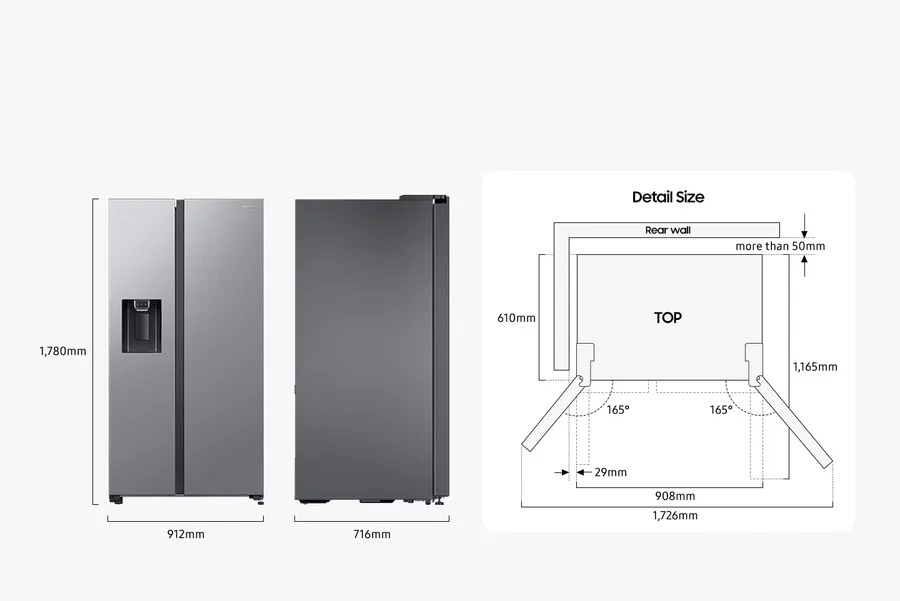 Samsung Rs65dg54r3s9fa 617l Sbs Fridge Freezer view 3