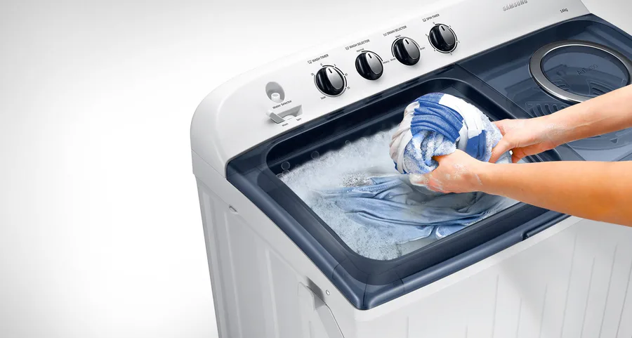 Samsung Wt14j4200mb 14kg Twin Tub Grey Washing Mac view 3