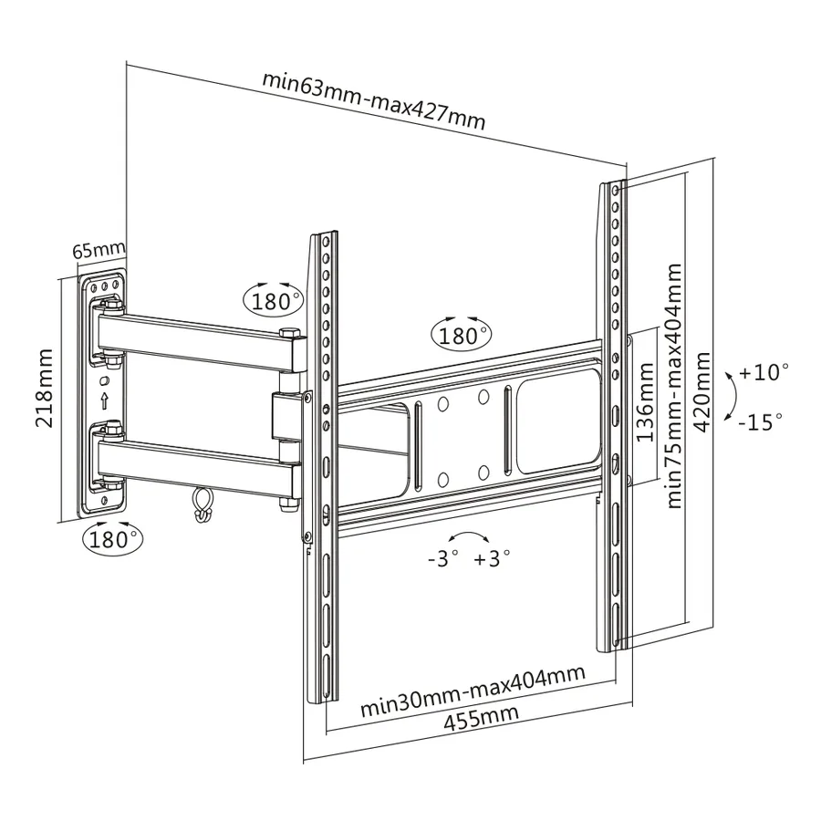 Space Tvarmecpl01s Wall Mount 32"-55" Bracket view 3