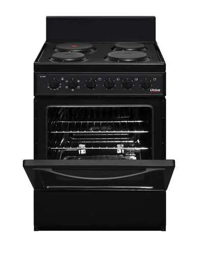 Univa U106b 4 Plate Elec Black 600mm Stove