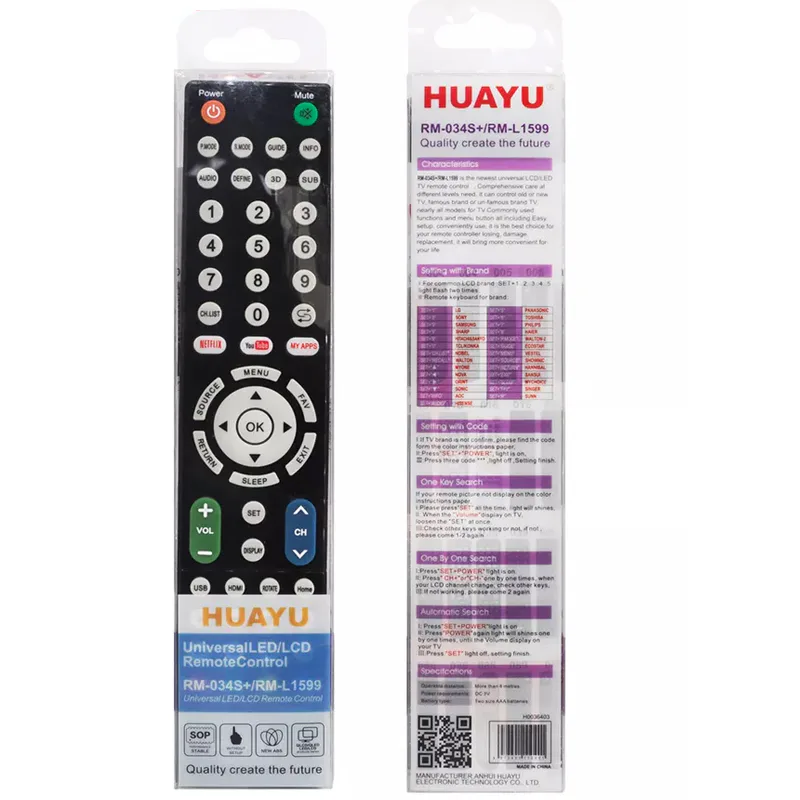 Huayu Rm-L1599 9rm-034d++) Universal Remote view 3