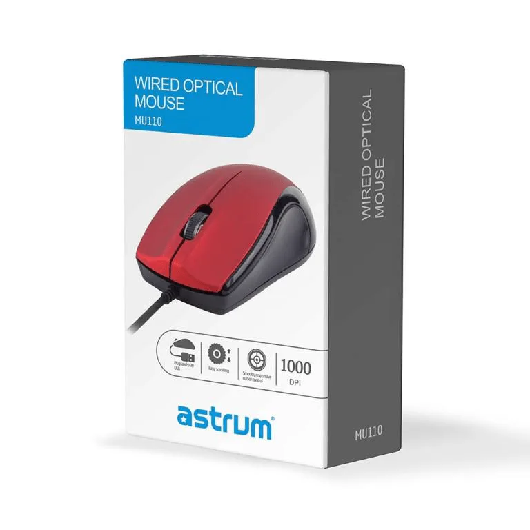 Astrum Mu110 Mouse USB Optical Bk/Rd