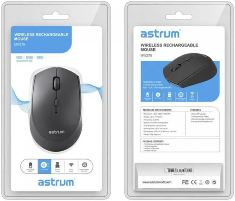 Astrum Mw280 Mice W/L 2.4ghz 6d 1600dpi Black view 3