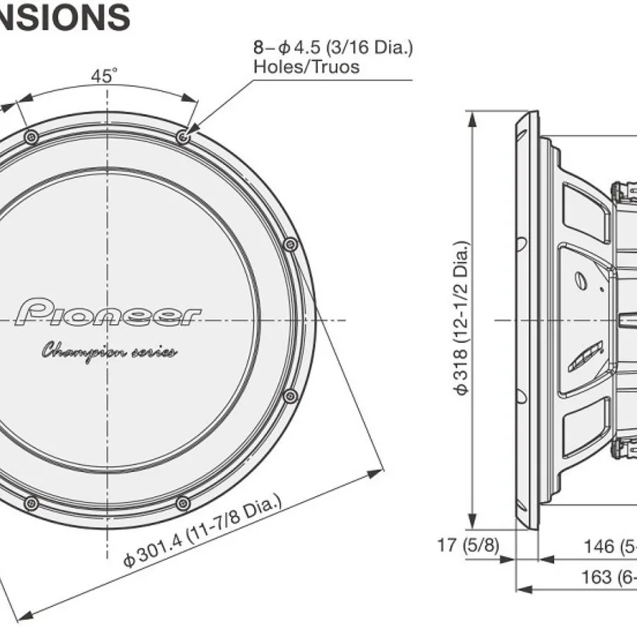 Pioneer Ts-W32d4 12" 1500w Dvc 40ohm Subwoofer view 6