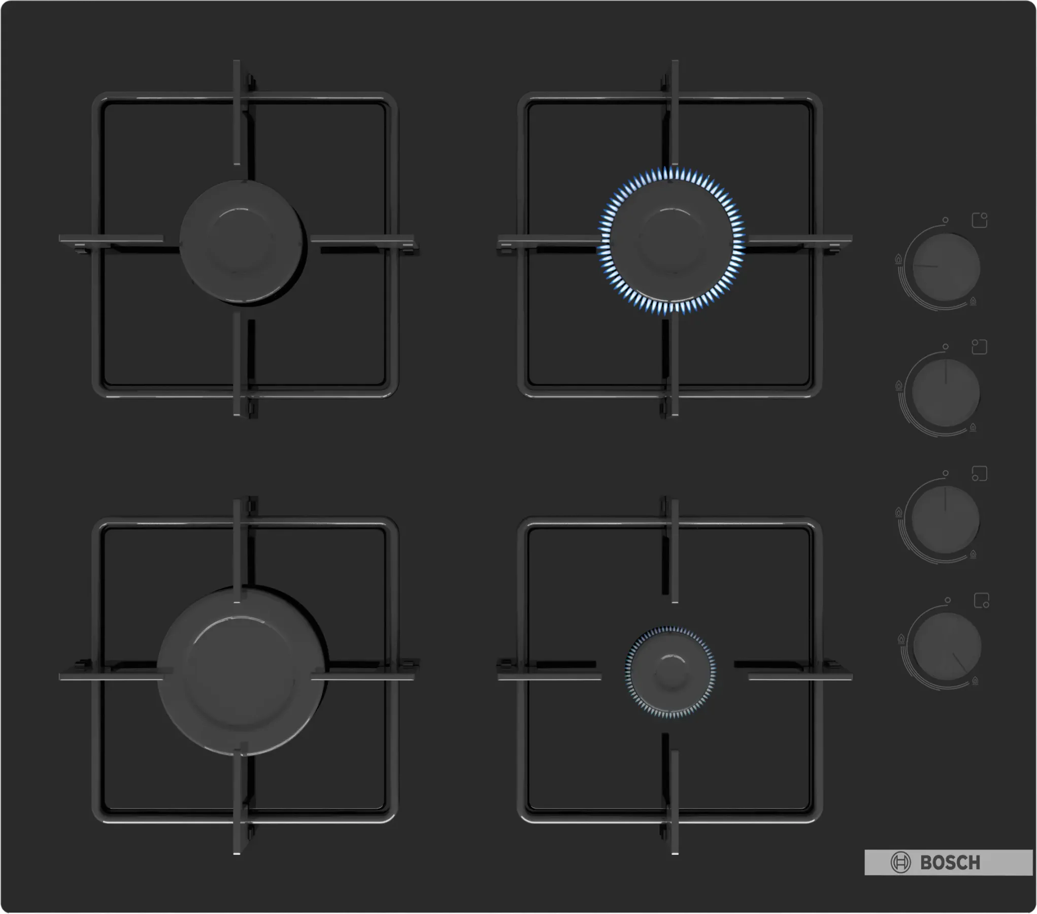 Bosch POP6C6P30M Series 6 60cm Gas Hob - Black Glass